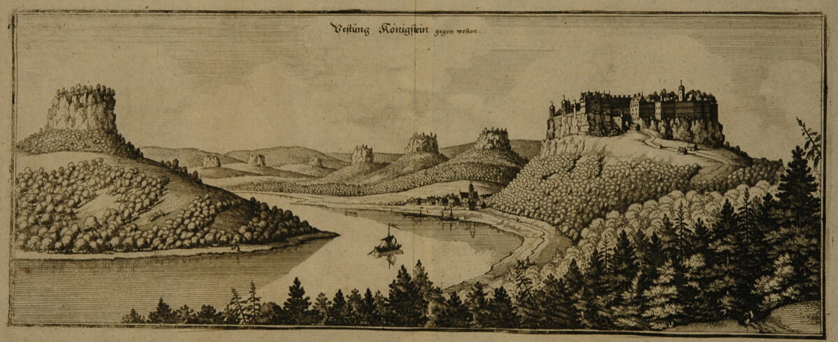 Festung Koenigstein, Kupferstich von Merian um 1650